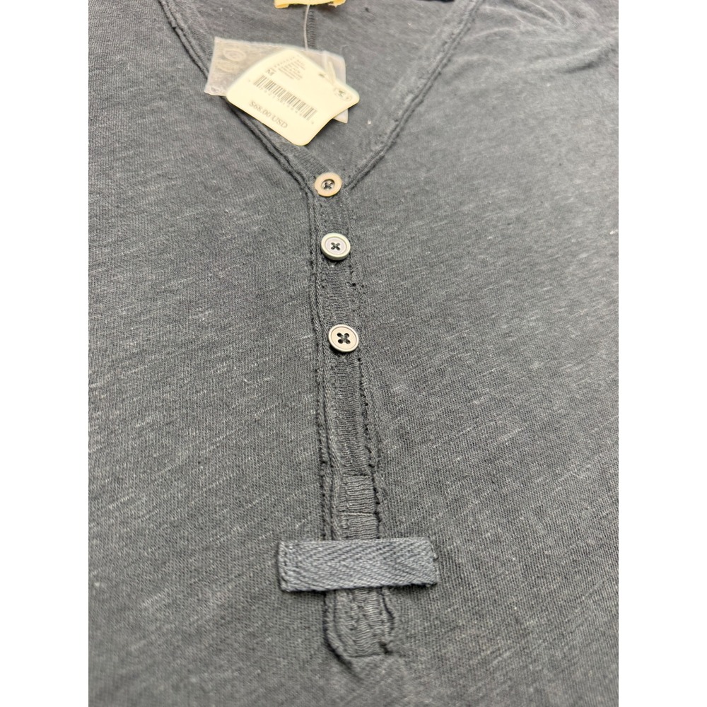 Free People One Of The Girls Henley Tee Black Oversized Linen Blend M - Picture 8 of 8